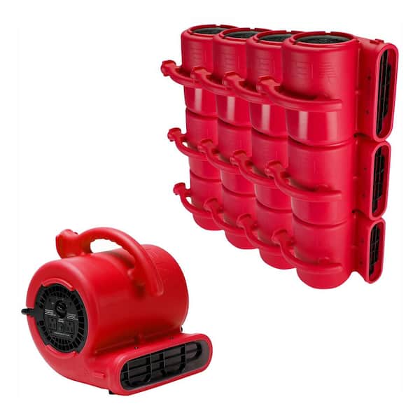 B-Air 1/4 Air Mover Carpet Dryer Floor Fan for Home Retail Plumbing Water Damage Restoration in Red (84-Pack)