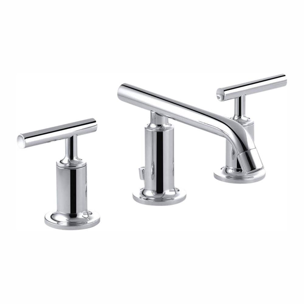 KOHLER Purist in. Widespread 2-Handle Low-Arc Bathroom Faucet in Polished  Chrome with Low Lever Handles K-14410-4-CP The Home Depot