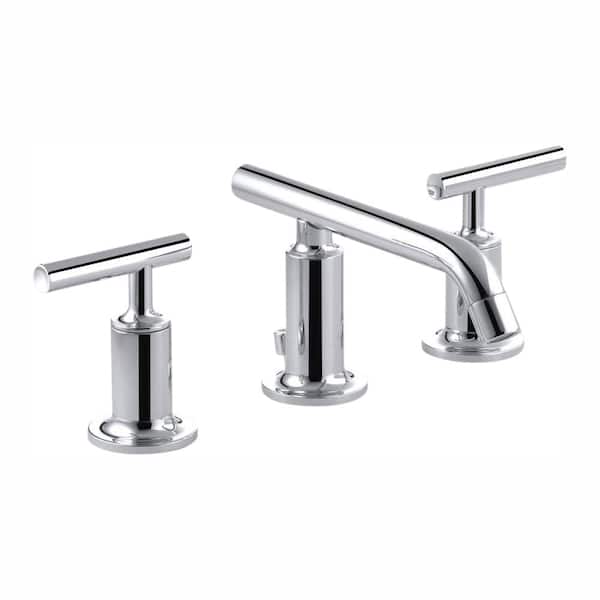 KOHLER Purist 8 in. Widespread 2-Handle Low-Arc Bathroom Faucet in Polished Chrome with Low Lever Handles