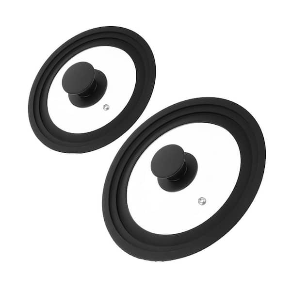 2-Piece Clear Tempered Glass High Heat Resistant Silicone Rim Universal Pan Pot Lid Set Dishwasher Safe Kitchen