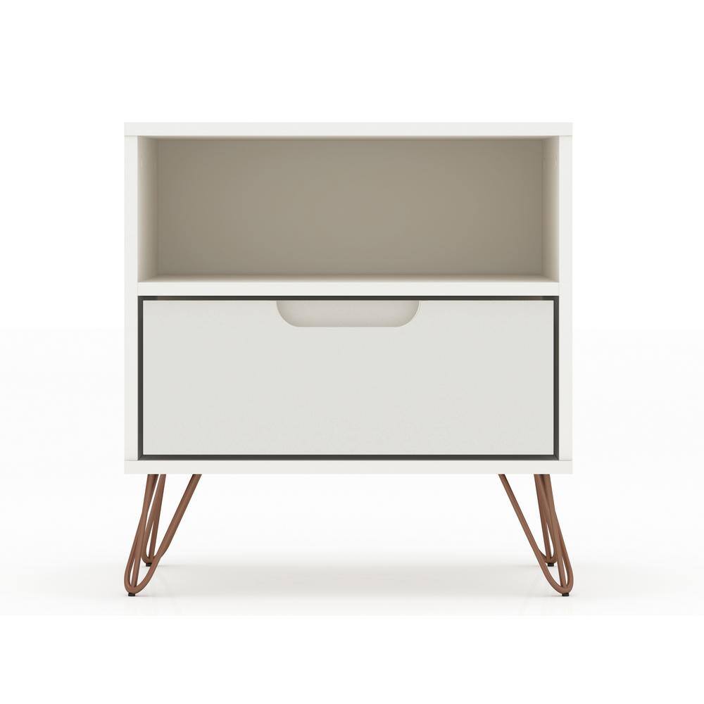 Set of 2 Gray Hairpin Leg 1-Drawer Nightstands