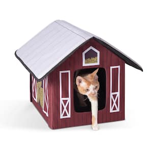 Outdoor Kitty House-Barn Style-18 in. x 22 in. x 17 in.