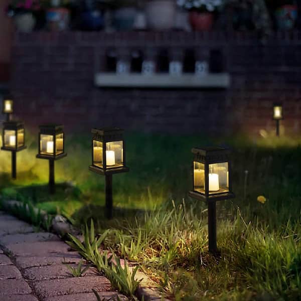 Solar Black LED Path Light with Waterproof and Warranty (8-Pack)