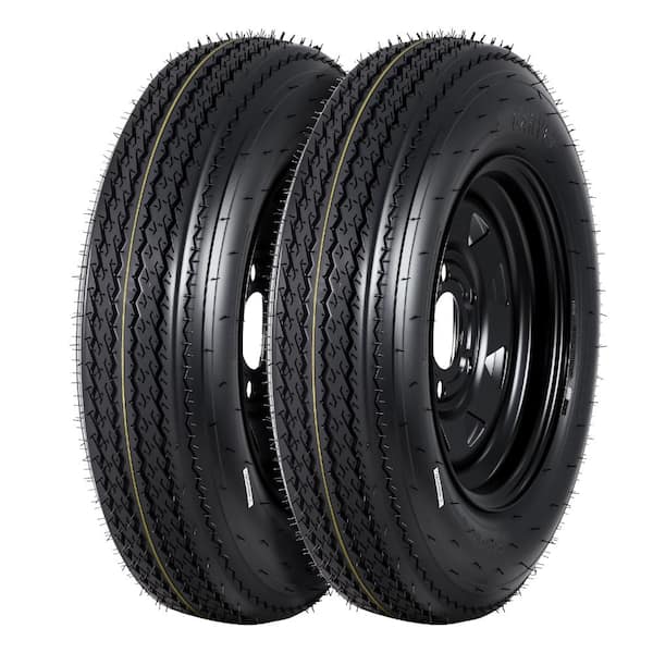 2-Pack 5.30-12 5.30x12 530-12 Trailer Tires with 12" Rims, 5 Lug on 4.5" Bolt Pattern, 6PR Load Range C