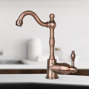 Single-Handle Deck Mounted Bar Faucet in Antique Copper