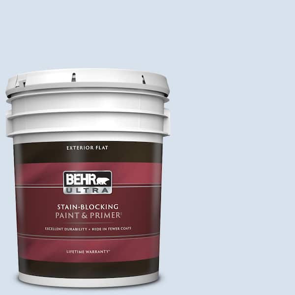 BEHR ULTRA 5 gal. #580A-2 Icy Bay Flat Exterior Paint & Primer