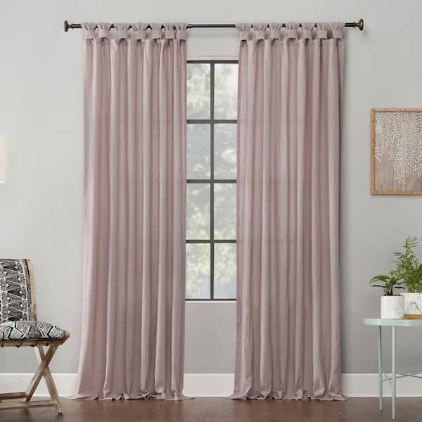 Sarro Washed Cotton Rose Quartz Cotton 52 in. W x 84 in. L Tab Top Light Filtering Curtain (Single Panel)