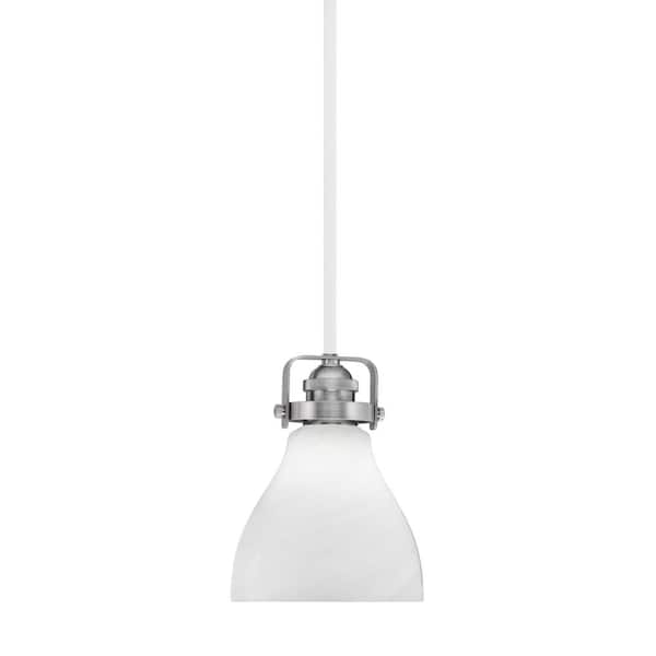 Unbranded Decatur 60-Watt 1-Light White & Nickel Light mini Pendant with 6.25 in. White Marble Glass Shade, no bulb included