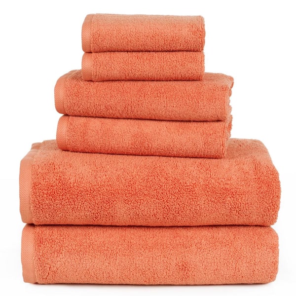 6-Piece Solid Brick 100% Cotton Bath Towel Set