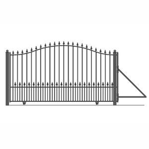 Munich Style 18 ft. x 6 ft. Black Steel Single Slide Driveway Fence Gate
