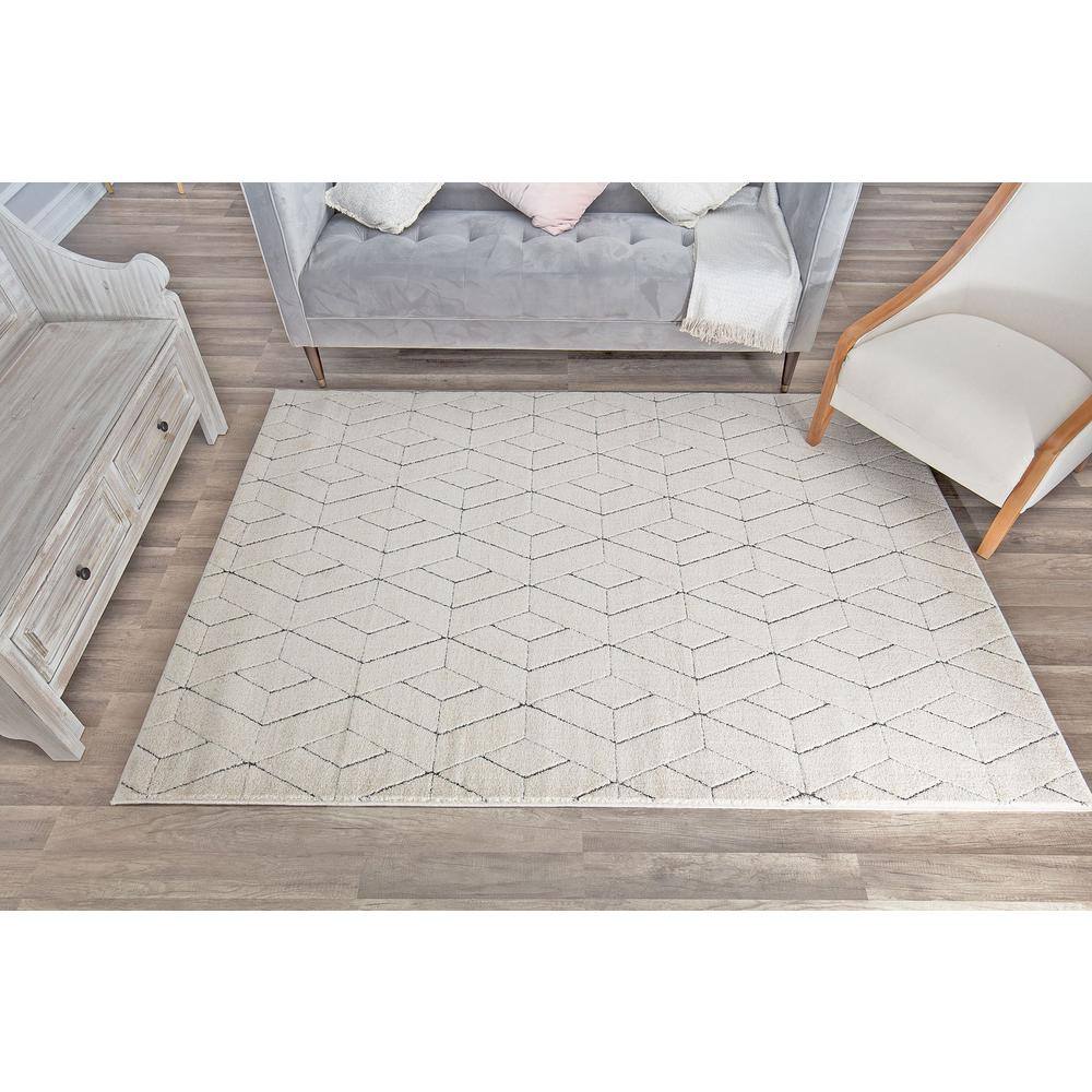 Cadence 5' x 7' Limestone Geometric Stain-Resistant Area Rug