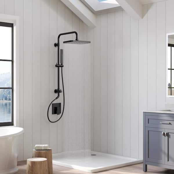 GRANDJOY Single Handle 2-Spray Tub and Shower Faucet 2.5 GPM with 2 Modes Showerhead in. Matte Black Valve Included