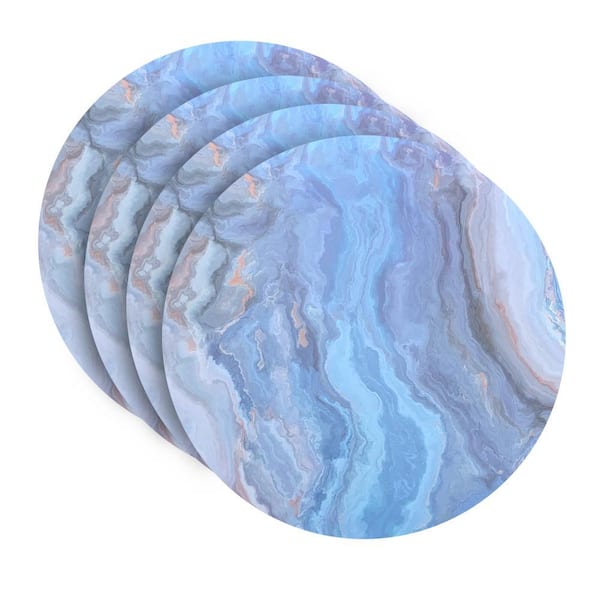 Marble 15 in. x 15 in. Navy Blues Cork Placemat (Set of 4)