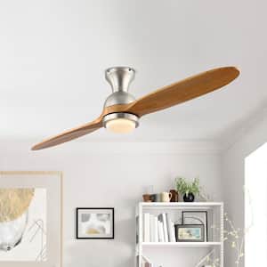 52 in. Indoor Brushed Nickel Flush Mount Ceiling Fan with Light Kit and Remote Control