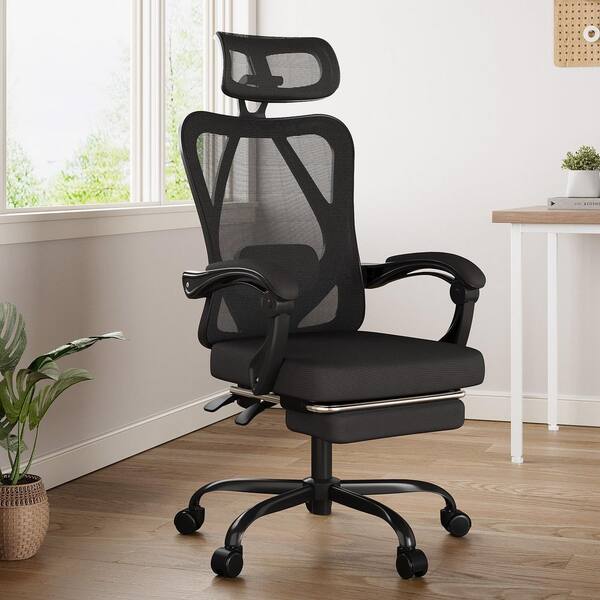 Lirago Mesh Adjustable Height Ergonomic Task Chair in Black with