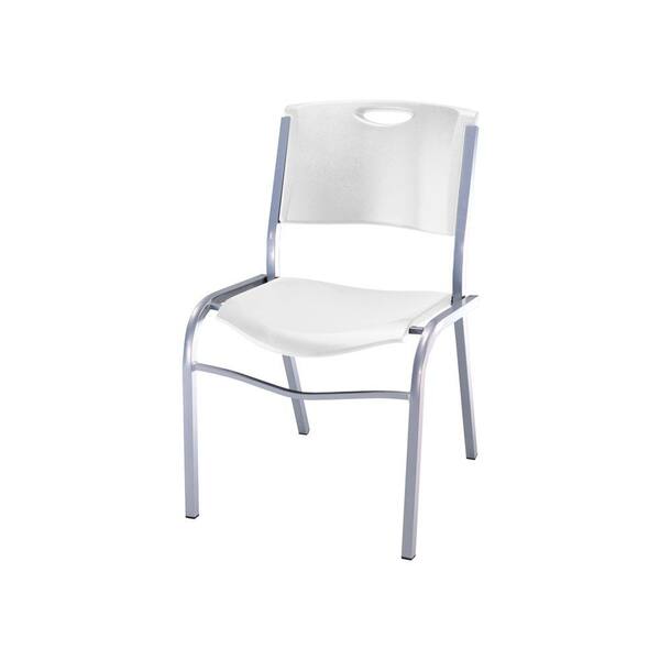 Lifetime Metal Stacking Chair with Silver Frame in White (14-Pack)