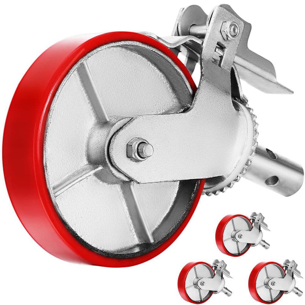Scaffolding Wheels Set, Heavy Duty 8-in. Wheel, Red Polyurethane Swivel Plate Caster. (4-Pack) 2025 update price history on PriceWatchPro