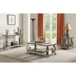 54 in. Silver and Clear Rectangle Glass Top Coffee Table