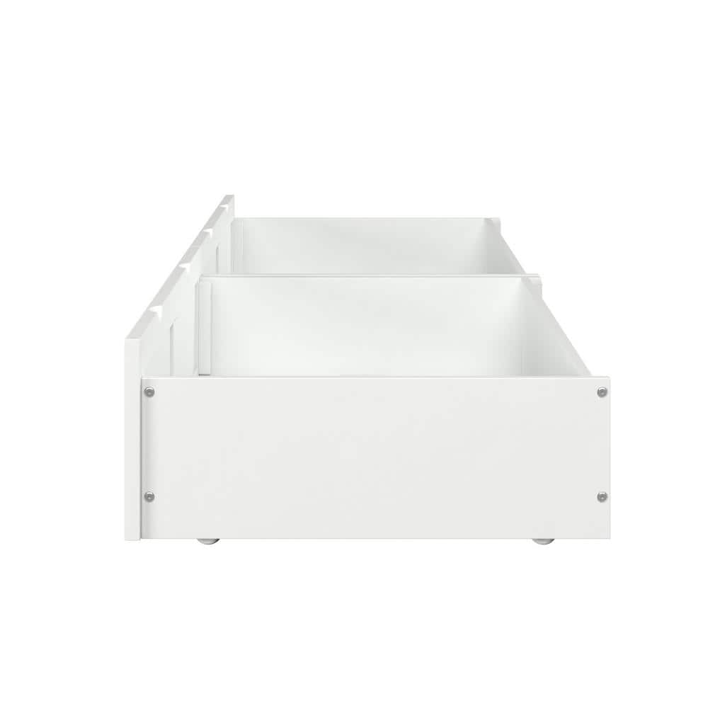 White Queen Size Underbed Storage Drawers with Rollers