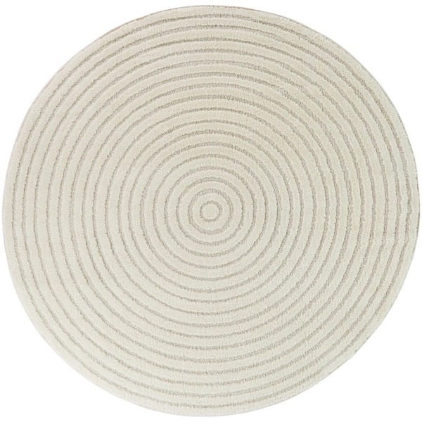 Sloane Cream 5 ft. 3 in. Round Round Border Area Rug