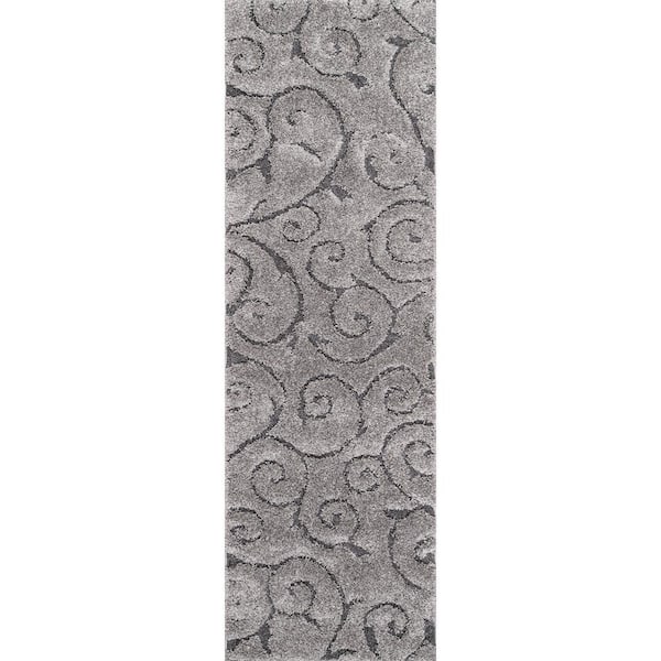 nuLOOM Maisha Abstract Shag Dark Gray 3 ft. x 8 ft. Runner Rug