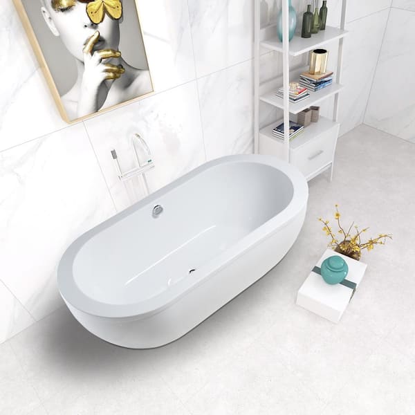 Vanity Art Rennes 71 in. Acrylic Flatbottom Center Bathtub in