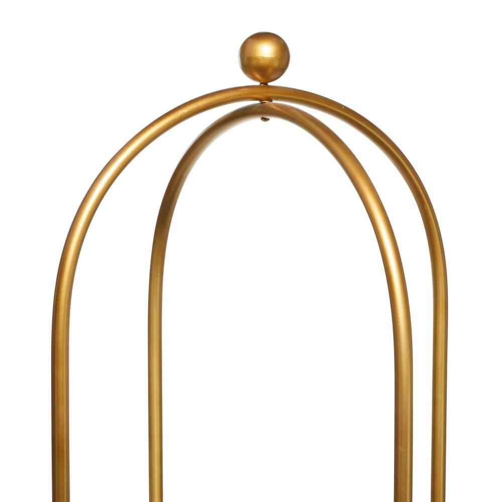 Gold Metal 3-Tier Shelving Unit with Mirror Shelves