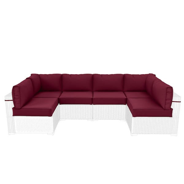 WNP 26 in. x 26 in. x 5 in. (14-Piece) Deep Seating Outdoor Lounge Chair Sectional Cushion Burgundy