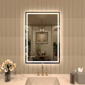 24 in. W x 36 in. H Frameless LED Single Bathroom Vanity Mirror in Polished Crystal