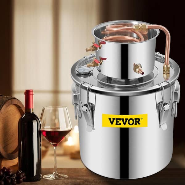 5 Gal. Alcohol Still Stainless Steel Water Alcohol Distiller Copper Tube Home Brewing Kit for DIY Whisky Wine Brandy