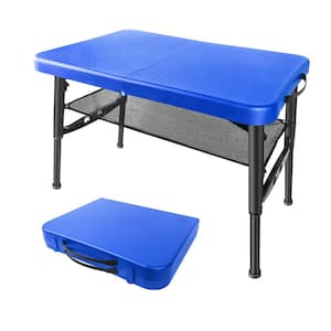 Small Folding Table, Light-weight and Height Adjustable, Perfect for Camping, Blue