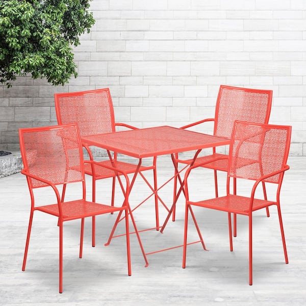 coloured metal bistro set