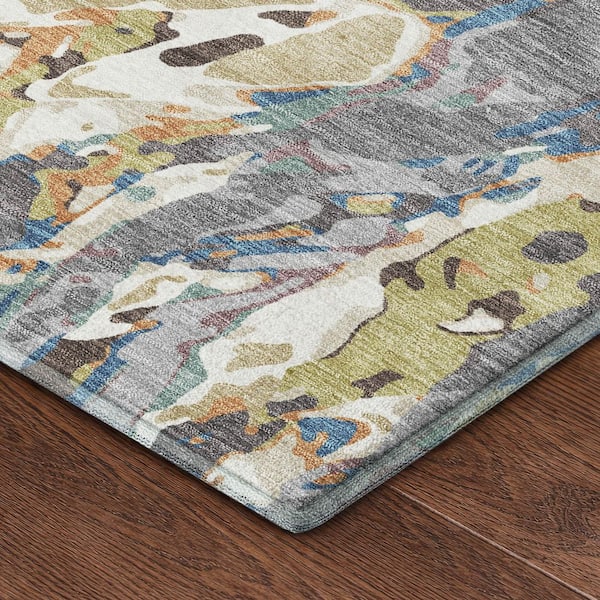 Mayfield Premium Machine Washable Abstract AMF2441 Gray 9 ft. x 12 ft. Area Rug