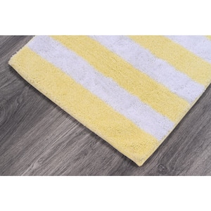 Rubber Ducky Yellow/White Beach Stripe Nylon/Polyester 2-Piece Bath Rug Set