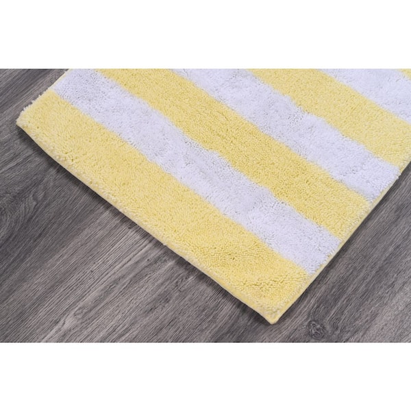 Rubber Ducky Yellow/White Beach Stripe Nylon/Polyester 2-Piece Bath Rug Set