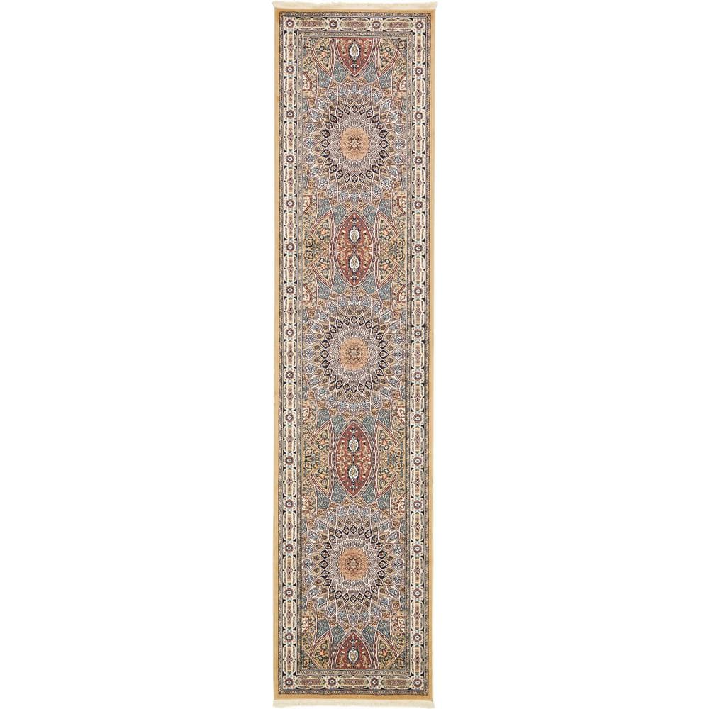 Nain Design Traditional Beige 13' Synthetic Runner Rug
