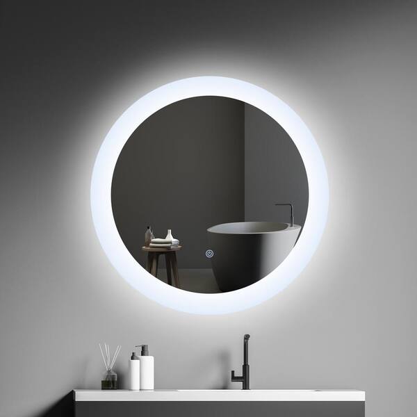 H Frameless Round Dimmable Led Make, Round Vanity Mirror With Lights