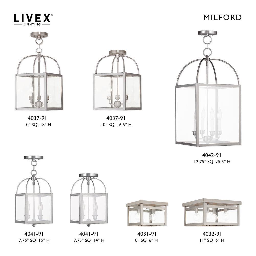 Elegant Milford Brushed Nickel 4-Light LED Flush Mount with Clear Glass