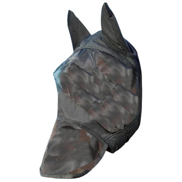 Ride Horse Fly Mask with Long Nose and Ears in Black