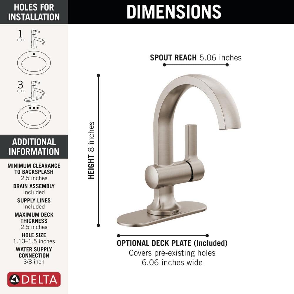 Albion Brushed Nickel Single Handle Bathroom Faucet