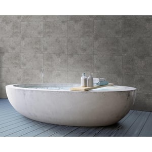 15.7 in. x 24.4 in. Tongue & Groove Decorative PVC Bathroom and Shower Wall Tiles in Urban Cement, Dark Gray (8-Piece)