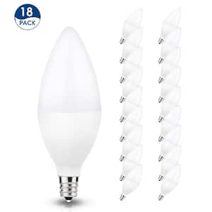 UL-Listed 60-Watt Equivalent 6W C11 Non-Dimmable LED Candle Light Bulb E12 Base in Daylight 5000K (18-Pack)