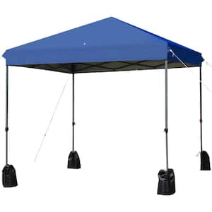 8 ft. x 8 ft. Dark Blue Pop-Up Canopy Tent Shelter with Sand Bag