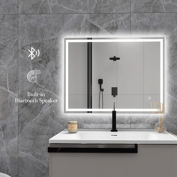 Ancerre Designs Immersion LED Frameless Mirror with Bluetooth, Defogger and Digital Display, 48 in. x 40 in.