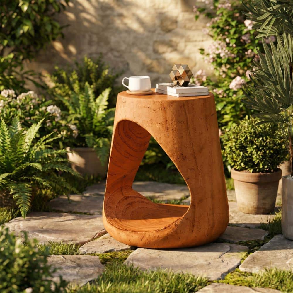 14.5 in. W x 16.75 in. H Inch H Natural MGO Side Table with Hollow Design for Patio Garden price history on PriceWatchPro