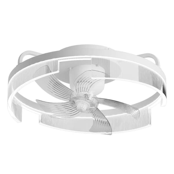Tivleed White 19.7 in. Fan with LED Lights, 360-Degree Rotatable Blades, APP + Remote Control, 6 Air Speeds, Summer/Winter Mode