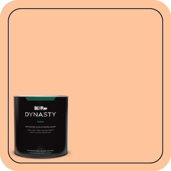 BEHR DYNASTY 1 qt. #260B-4 Orange Sherbet Semi-Gloss Enamel Interior Stain-Blocking Paint and Primer
