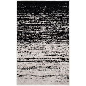 Adirondack Silver/Black Doormat 3 ft. x 4 ft. Solid Striped Area Rug