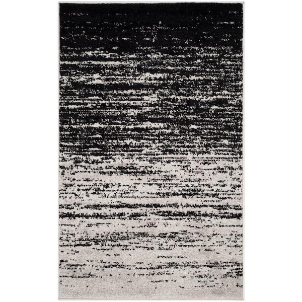 SAFAVIEH Adirondack Silver/Black Doormat 3 ft. x 4 ft. Solid Striped Area Rug