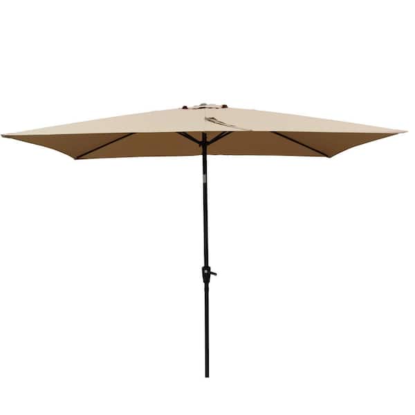 Tidoin 6 ft. x 9 ft. Steel Market Tilt Patio Umbrella in Brown